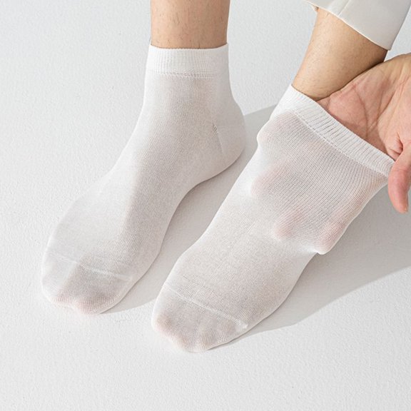 Lumtrix Men's Breathable Thin Ankle Socks Summer Lightweight Wicking Dress Casual Business Socks White One Size