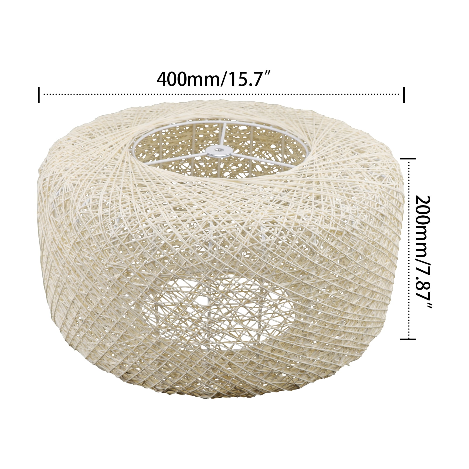 40cm/15.7" Wicker Rattan Shade Pendant Light Fixture Vintage Rustic Hanging Ceiling Lamp