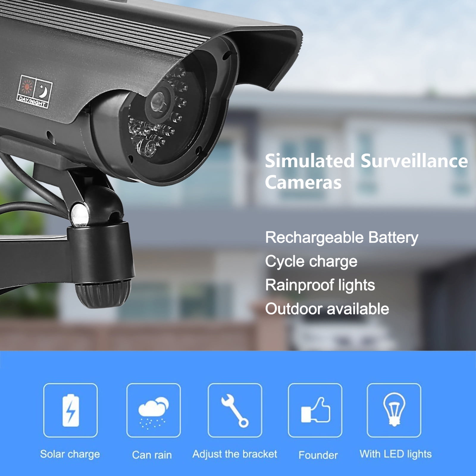 Dpityserensio Solar Dummy Fake Camera Security Outdoor Motion Sensor Solar Powered Lights IP65 Waterproof,3 Modes,for Indoor Outdoor Home,office,Shop,Garage