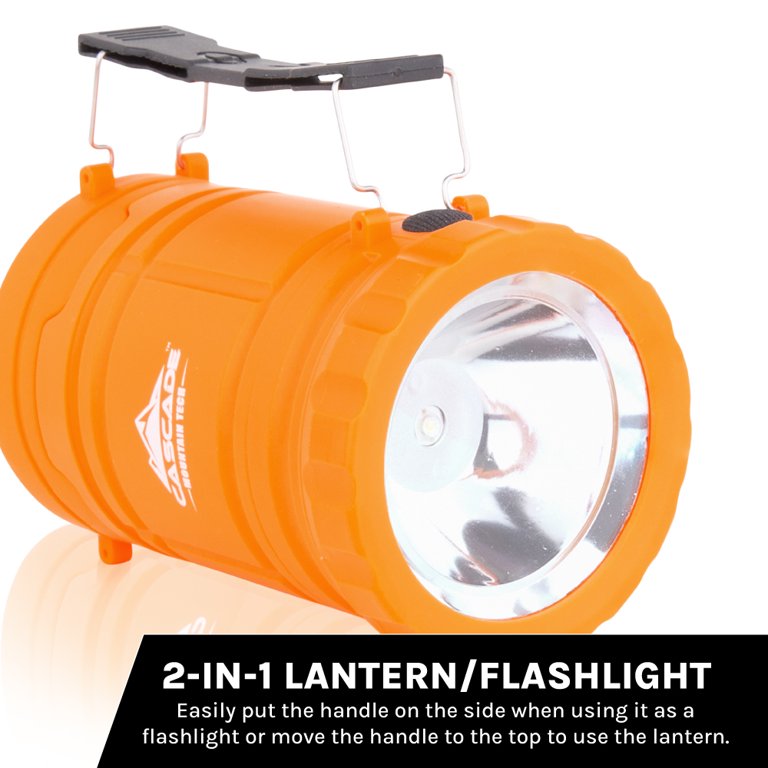 Cascade Mountain Tech 300 Lumen Pop-Up Lantern & Flashlight, Batteries  Included  Orange, 7.8 oz