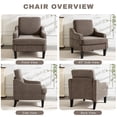 thumbnail image 4 of GAOHAPY Mid Century Modern Accent Chair, Upholstered Single Sofa with Wood Legs, Cozy Reading Armchair with Side Pockets, Comfy Side Chair for Living Room, Bedroom, Study, Apartment（Brown）, 4 of 8