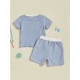 thumbnail image 6 of BemeyourBBs Toddler Baby Boy Girl 4th of July Outfit Infant Baby Independence Day Summer Clothes Waffle Knit Cute American Flag Embroidery Striped Short Sleeve T-Shirt and Shorts Set, 6 of 9
