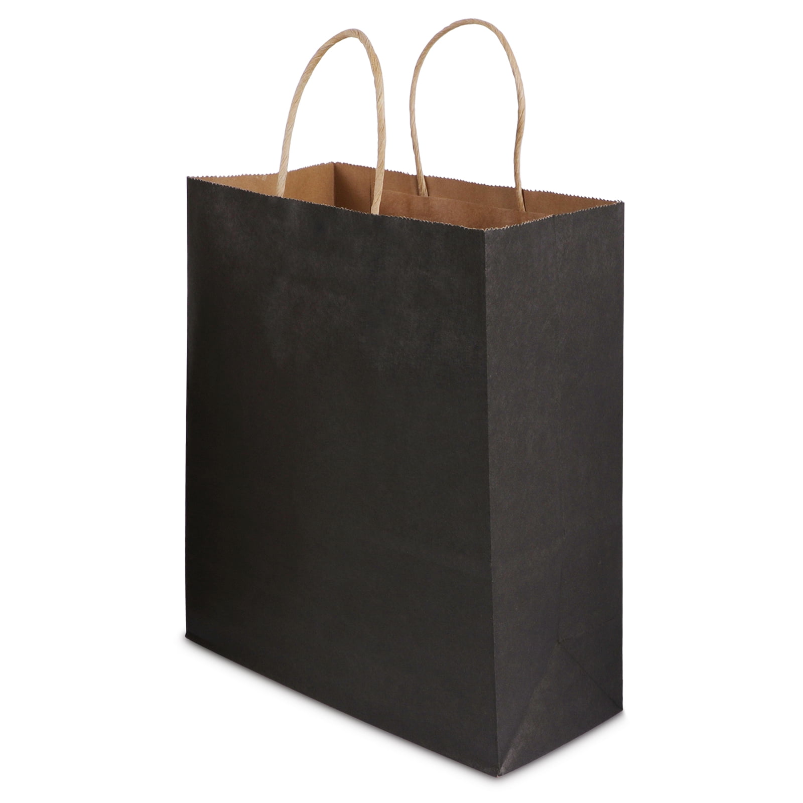 50Pcs Pack 8.27'x4.33'x10.63' Black Kraft Paper Bags with Handles Bulk, Gift Bags, Craft Grocery Shopping Retail Christmas Birthday Party Favors Wedding Sacks Restaurant Takeout, Business