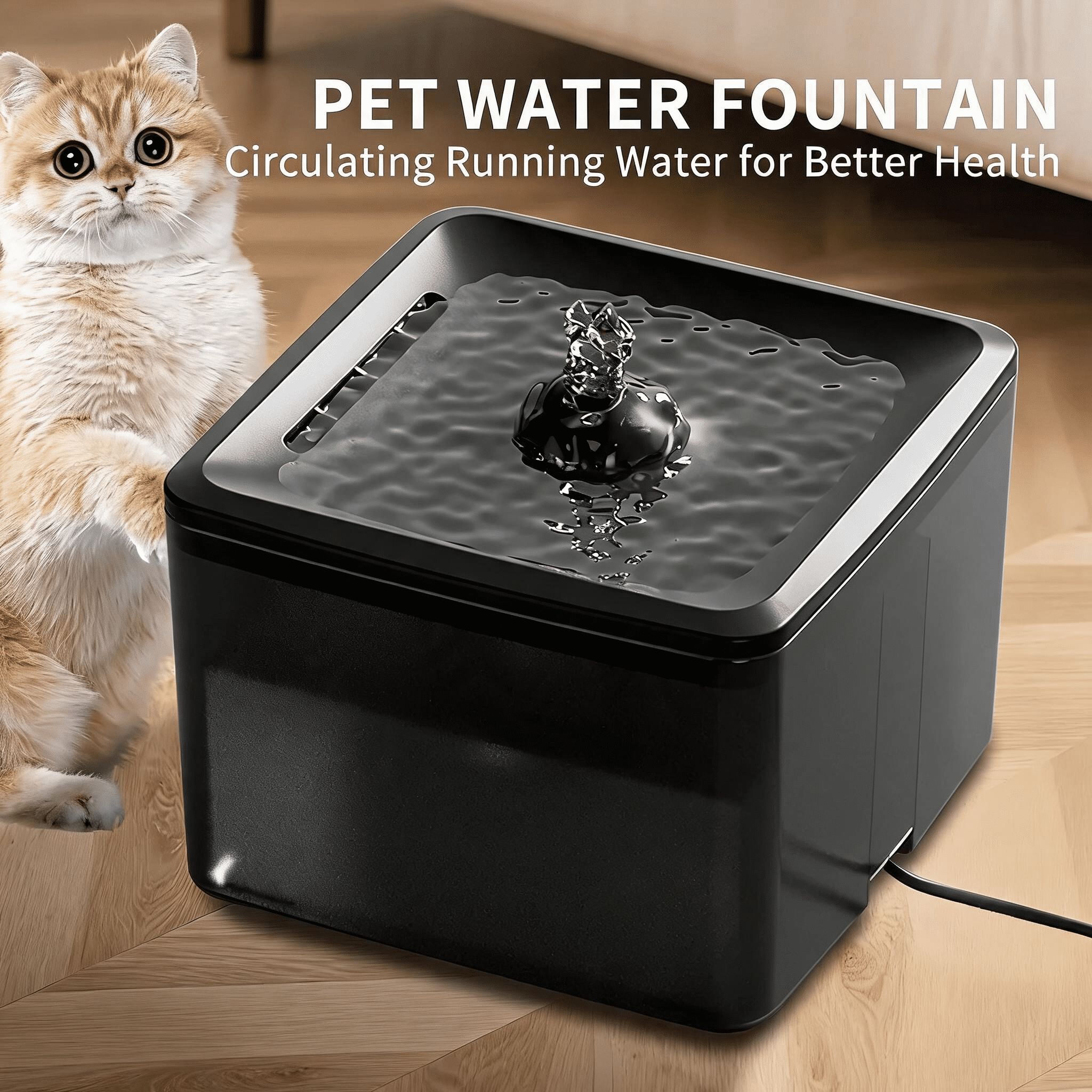 Automatic Pet Water Fountain, Ultra Quiet Circulating Drinking System with Fresh Flowing Water for Hydrated Cats Dogs, Black/3800ml