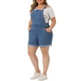 thumbnail image 4 of Agnes Orinda Plus Size Overall Shorts for Women Jumpsuit Roll Hem Pocket Jean Denim Overalls 5X Sky Blue, 4 of 6