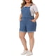 thumbnail image 4 of Overoles cortos de mezclilla para mujer de tallas grandes Agnes Orinda con dobladillo enrollado y bolsillo 3X azul cielo, 4 of 6