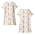 thumbnail image 3 of Bixox Watermelon And Lemon Pattern Women's Nightgown, Soft & Breathable Sleepwear, Round Neck Knee-Length Pajama Dress,Loungewear for Home & Sleep, 3 of 7