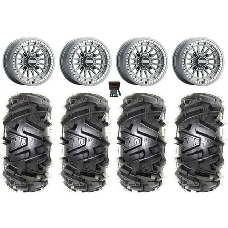 MetalFX Delta Bdlk CC 15" Wheels Gm 28" Moto MTC Tires Can-Am Maverick X3 / Honda Pioneer 1000 / Talon
