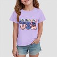 thumbnail image 2 of TOWED22 Girl's Graphic Print Tee Shirt Round Neck Short Sleeve T Shirts Summer Cute Trendy Tops(Purple,11-12 Y), 2 of 4
