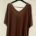 thumbnail image 3 of Puntoco Women's Modal Maxi Sleep Dress, V Neck Short Sleeve Loose Side Slit Loungewear Nightgown, 3 of 5