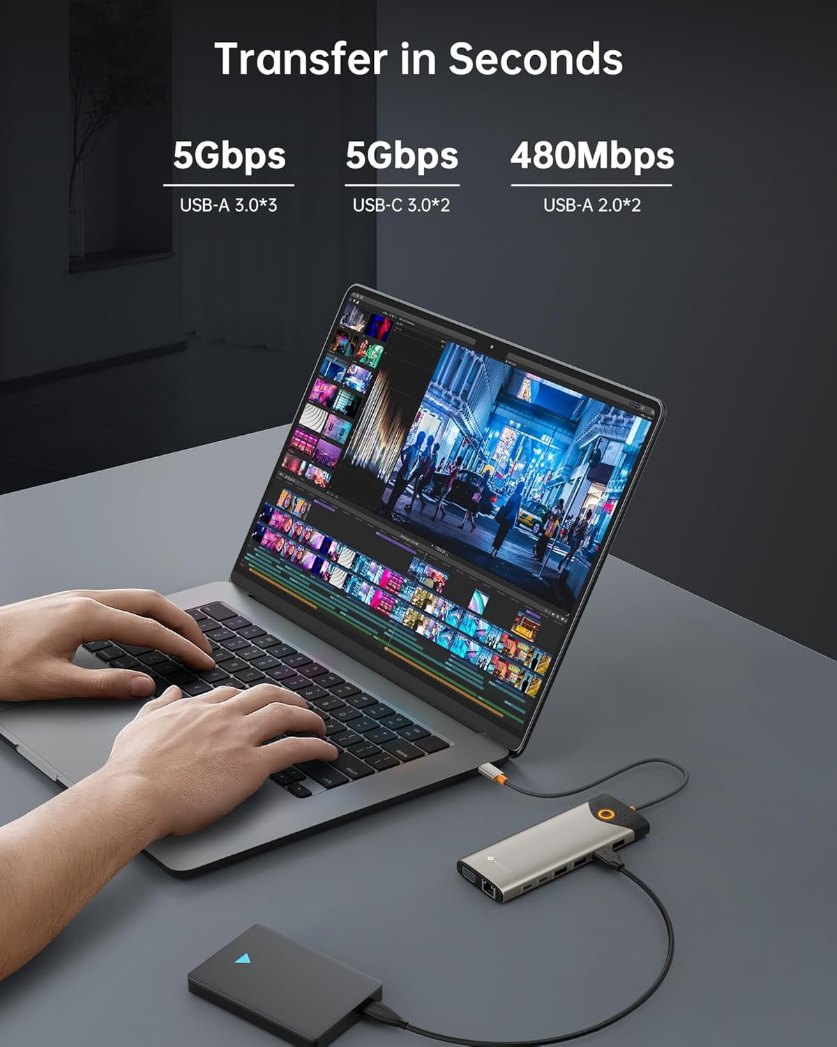 NOVOO USB C docking station dual monitor, 15-in-1 laptop docking station 3 monitor, with 2 HDMI, VGA, USB C/A ports, 100W PD, RJ45, SD/TF and audio, suitable for MacBook/Dell/iPhone/HP/Len ovo