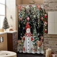 thumbnail image 3 of Winter Snowman Bathroom Shower Curtain Christmas Tree Leaves Elk Flower Black Waterproof Washable Shower Curtains for Bathtub Bath Decor with Grommets and Hook 72 X 84 Inch, 3 of 8