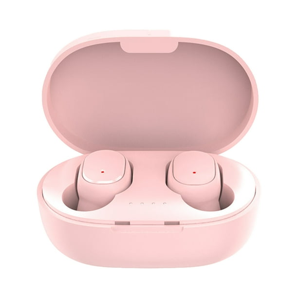 Injueey 1 par de auriculares inalámbricos portátiles reutilizables compatibles con Bluetooth 5,0 Control de botones manos libres 10m auriculares para Cables de audio/vídeo Rosa