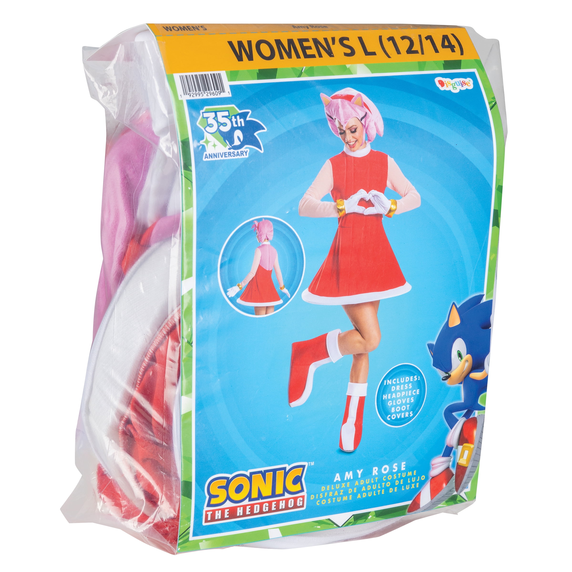 Sega Sonic The Hedgehog Amy Rose Halloween Costume for Adults, Womens Size L (12/14), by Disguise