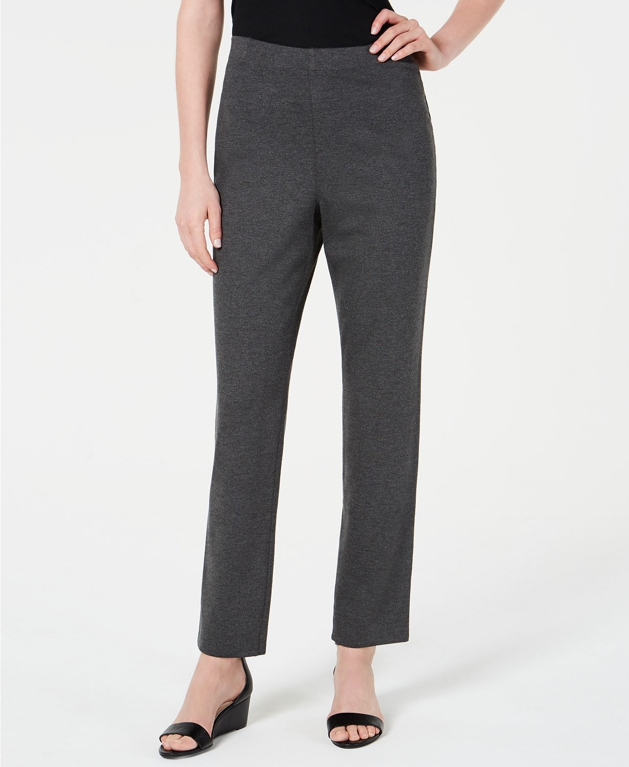 Karen Scott Women's Sport Pull-On Straight-Leg Pants Black Size 2 Extra ...