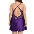 thumbnail image 3 of Nananla Women's Silk Satin Lace Back Cross Plus Size Pajamas Nightdress Thong Sexy Lingerie, 3 of 4