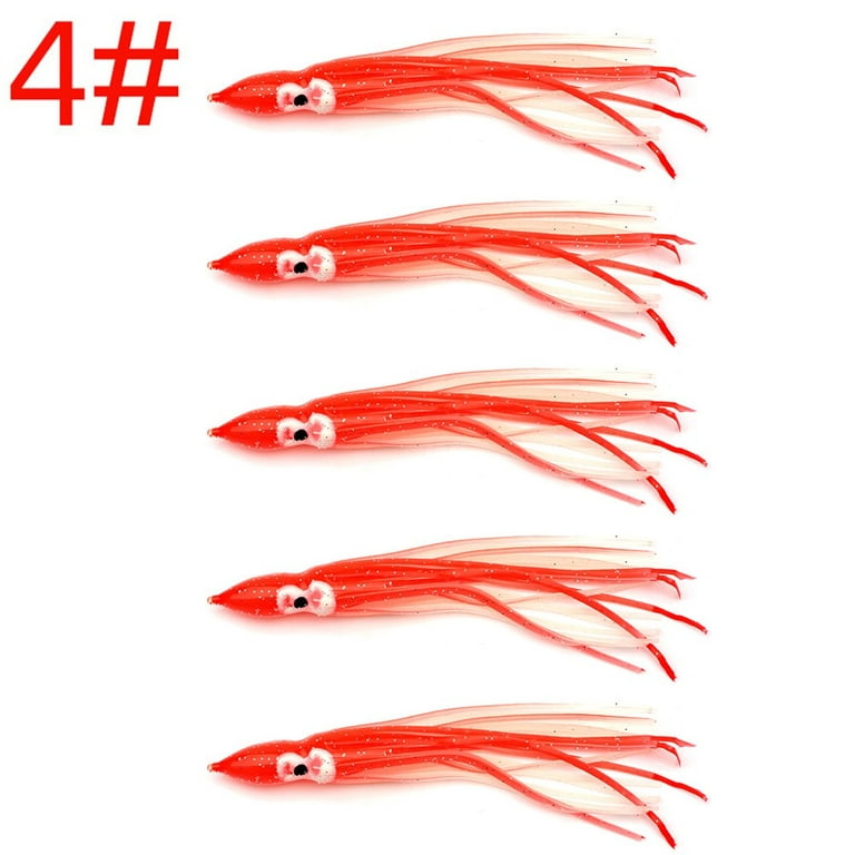 120mm Luminous Octopus Lure Squid Rubber Fishing Trout Swing Lure 5Pcs 