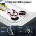 thumbnail image 3 of CASEFIV for iPhone 17 Pro,iPhone 17 Pro Max Camera Lens Protector,Individual Metal Ring Tempered Glass Lens Cover, [Strong Adsorption] Scratch Resistant-Thin HD Clear Lens Cover,1 Set-Pink Sparkly, 3 of 6