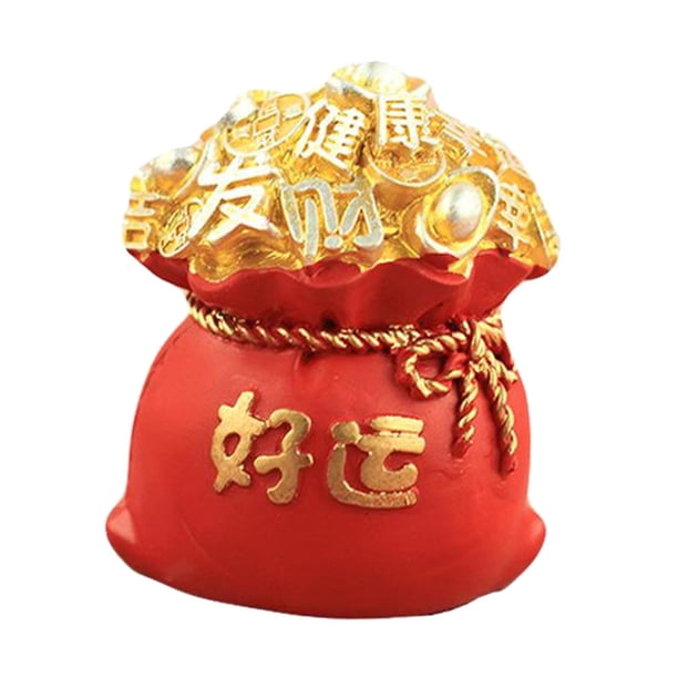 Resina Bolsa de dinero de Estatuil Shui chino Decoración rojo Sunnimix Estatua de bolsas de dinero