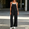thumbnail image 2 of Casual Wide Leg Overalls for Women, Loose Fit Sleeveless Jumpsuits, Buckle Up Wide Leg Jumpsuit, Denim Bib Baggy Barrel Jeans Y2k Denim Boyfriend Harem Pants, Summer Fall Outfits,BlackXL, 2 of 6