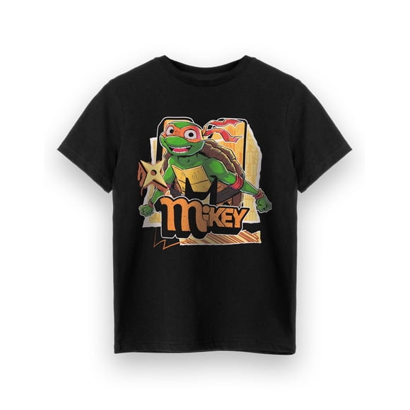 Camiseta Teenage Mutant Ninja Turtles Mikey para niños, color negro, talla 8