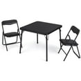thumbnail image 1 of Folding Card Table and Chair Set of 3, Upholstered Foldable Table and Chair Set, Portable Metal Frame Children's Activity Table and Chairs Set for Eating, Reading, Playing, Black, 1 of 8