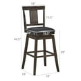 thumbnail image 3 of Costway Set of 2 Swivel Bar Stool 29 inch Upholstered Pub Height Bar Chair with Rubber Wood Leg Low Back, 3 of 10