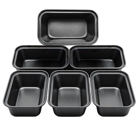 Bakdcore 6 pack Mini Loaf Pans, Non-Stick Baking Bread Mold, 6 x 3 Carbon Steel Small Bread Pan for Homemade Cakes,Black