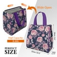 thumbnail image 3 of Pioneer Flower Floral Print Pattern Insulated Lunch Bag for Women & Adults,Large Portable Soft Cooler Lunch Bag,Thermal Food Storage Tote with Pearl Cotton,8.66L,8.75x5.75x9.5 Inch, 3 of 6