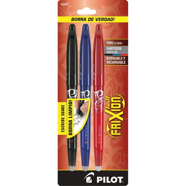 Bolígrafos Borrables Pilot Frixion Ball Colores Surtidos, Blíster con 3 Piezas