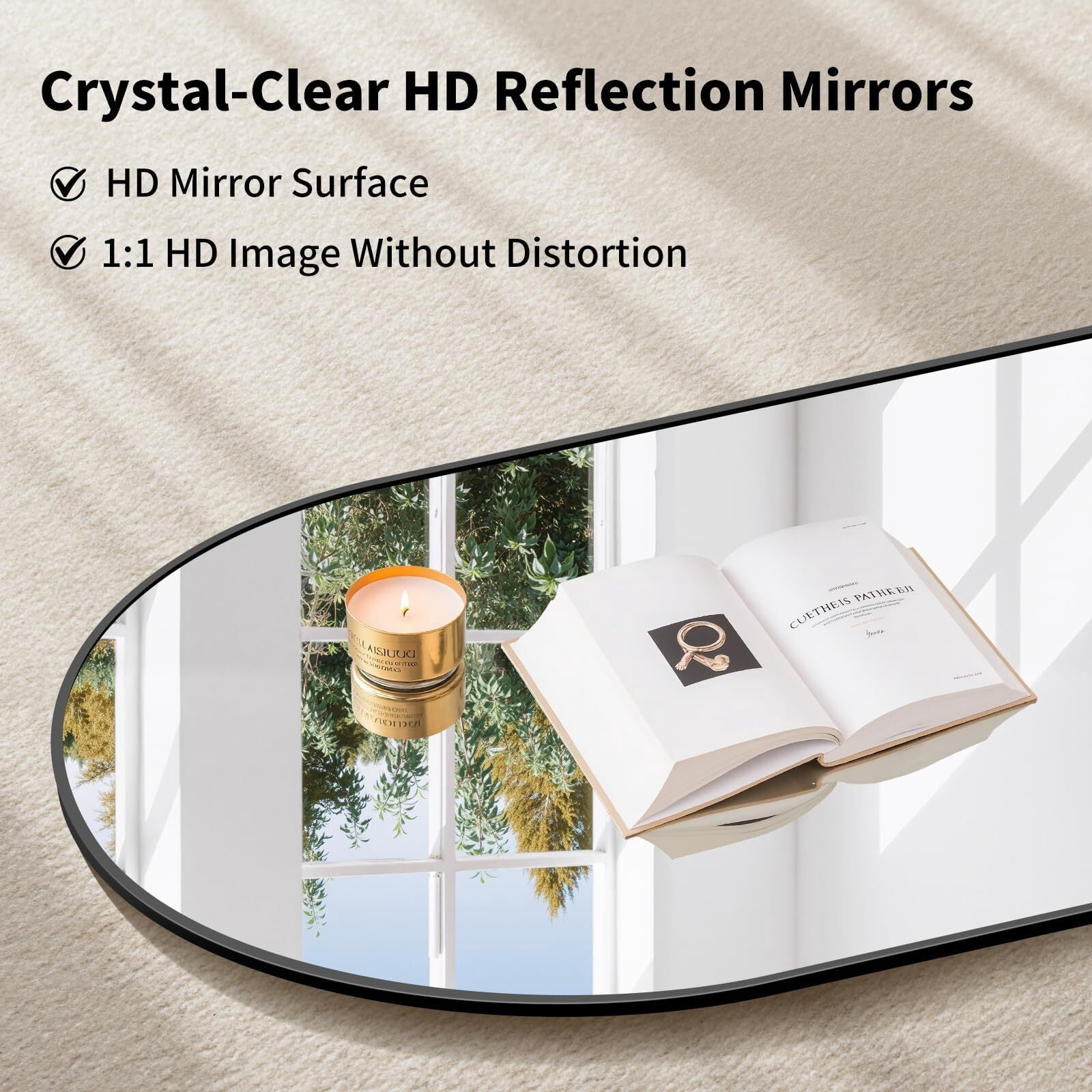 Anyrose 68"x22" Arched Full Length Mirror Aluminum Alloy Frame Floor Mirror,Black
