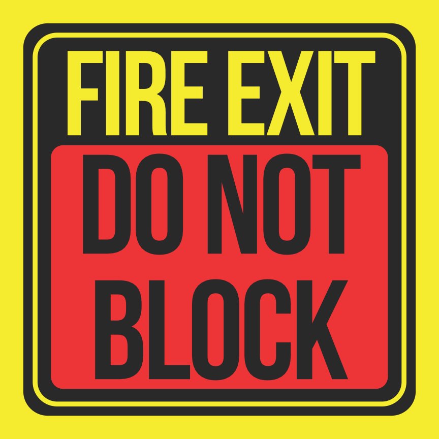 Aluminum Fire Exit Do Not Block Safety Notice Office Business Square