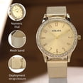 thumbnail image 3 of Strada White Crystal Japanese Movement Watch in Goldtone with Stainless Steel Mesh Belt Strap Birthday Christmas Gifts, 3 of 8