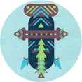thumbnail image 1 of Ahgly Tapis Rond Lavable en Machine Intérieur Transitionnel Vert Aigue-Marine Clair, 5 Pieds Rond, 1 of 7