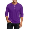 thumbnail image 2 of Nestiefly 3/4 Sleeve Shirt for Men Fit Henley T-Shirt Pullover Lightweight Gym Workout Baseball Shirts Button Up Tops Purple S, 2 of 7
