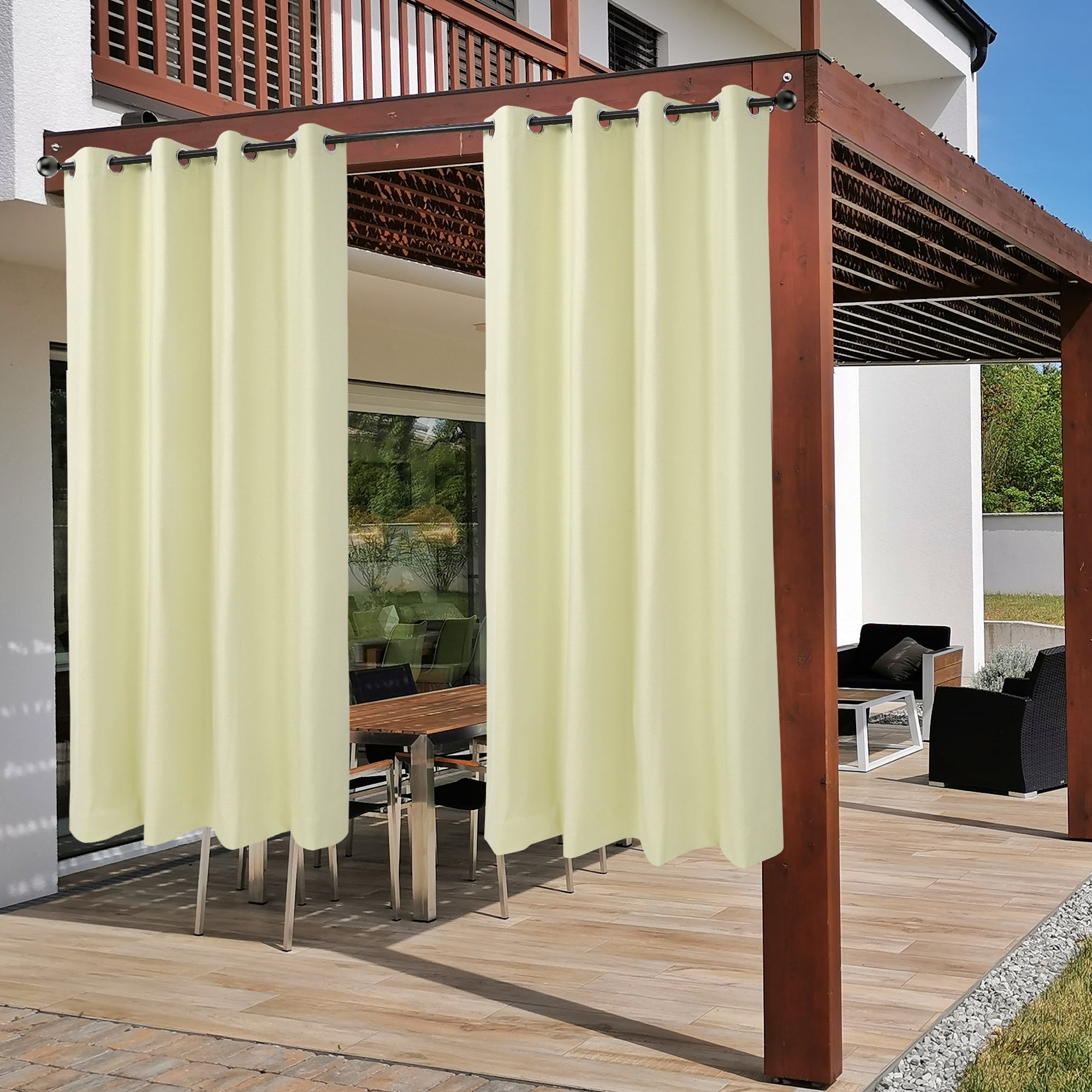 Unique Bargains 2 Panels Bedroom Waterproof 100% Blackout Curtains Beige 42"Wx84"L