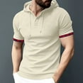 thumbnail image 2 of KIHOUT New Arrivals Summer Hooded for Men , Men's Top Shirt Slim Short Sleeved Hooded Casual Sports Bottom Shirt T-shirt Top, Fathers Day Gifts Beige 2XL, 2 of 9