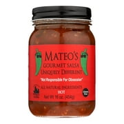 Mateo's All Natural Gourmet Salsa, Hot,  Regular 16oz Glass Jar