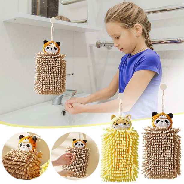 Xihbxyly Artículos Por Menos de 10 Dólares. Toalla de Mano Absorbente, Los Niños Lindos Se Pueden Colgar, Toalla de Mano de Gatos, Trapo de Limpieza para El Hogar de Terciopelo Coral