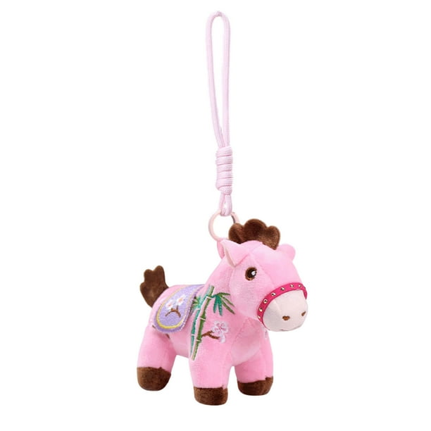 Adorno de poni bordado del Año del Caballo 2026 | Adorno colgante colorido de un potro | Tela de satén de doble cara | Llavero ligero | Bolsa de regalo del Año Lunar