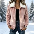 thumbnail image 2 of Women's Soft Fuzzy Jacket, Stylish Zip Front Fall Winter Outerwear with Sherpa Trim, 2 of 8