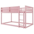 thumbnail image 6 of Mirightone Twin over Twin Low Bunk Bed with Bookshelf, Wood Floor Bunk Bed Low Profile Loft Bed with Full Length Guardrail & Ladder (White), 6 of 9