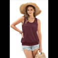 thumbnail image 3 of Camiseta de Tirantes Holgada de Verano para Mujer, Plisada, con Cuello Redondo, Informal, Sin Mangas, Vino Tinto, Talla S, 3 of 8