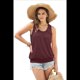 thumbnail image 3 of Camiseta de Tirantes Holgada de Verano para Mujer, Plisada, con Cuello Redondo, Informal, Sin Mangas, Vino Tinto, XXL, 3 of 8
