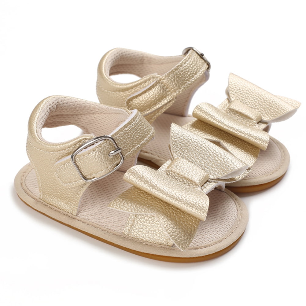 Newborn Girls Toddler Kids Baby Soft Sole Bowknot Crib Prewalker Shoes Sandals