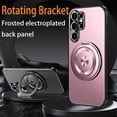thumbnail image 3 of ELEHOLD Hybrid Frosted Plating Rugged Case For Samsung Galaxy S24 Ultra – PC + TPU Magnetic Shockproof Cover, MagSafe Compatible, with 360° Rotatable Ring Stand & Lens All-Inclusive Design, Silver, 3 of 7