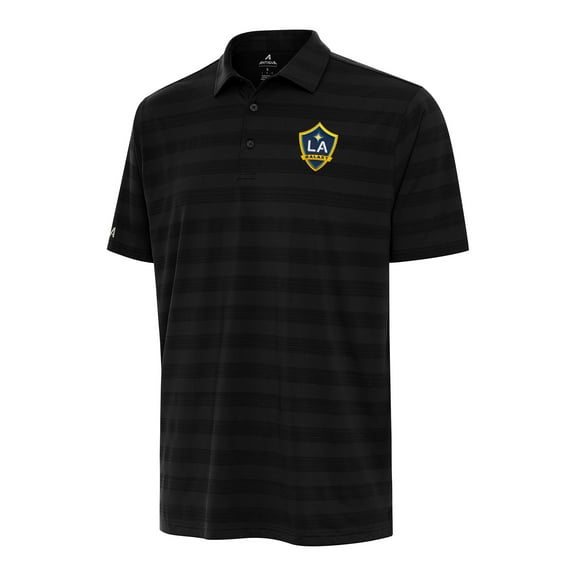 Men's Antigua Black LA Galaxy Tunnel Polo