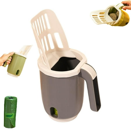 No-Touch Cat Poop Scooper with Waste Bag Holder Multifunctional Pet Litter Box Scoop for Cats & Dogs  Built-in Storage & Disposal Can for Mess-Free Cleaning