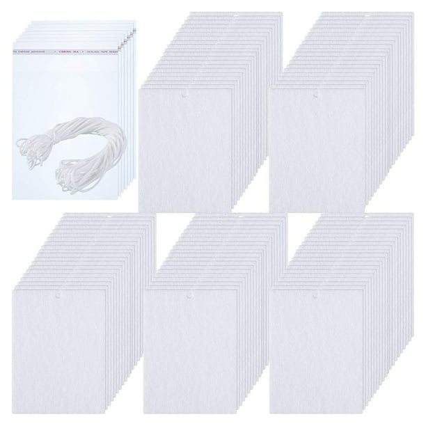150 Piezas de Ambientador de SublimacióN en Blanco, Hojas Fragantes Rectangulares de Fieltro con Cuerda EláStica y Bolsas de 200 Piezas