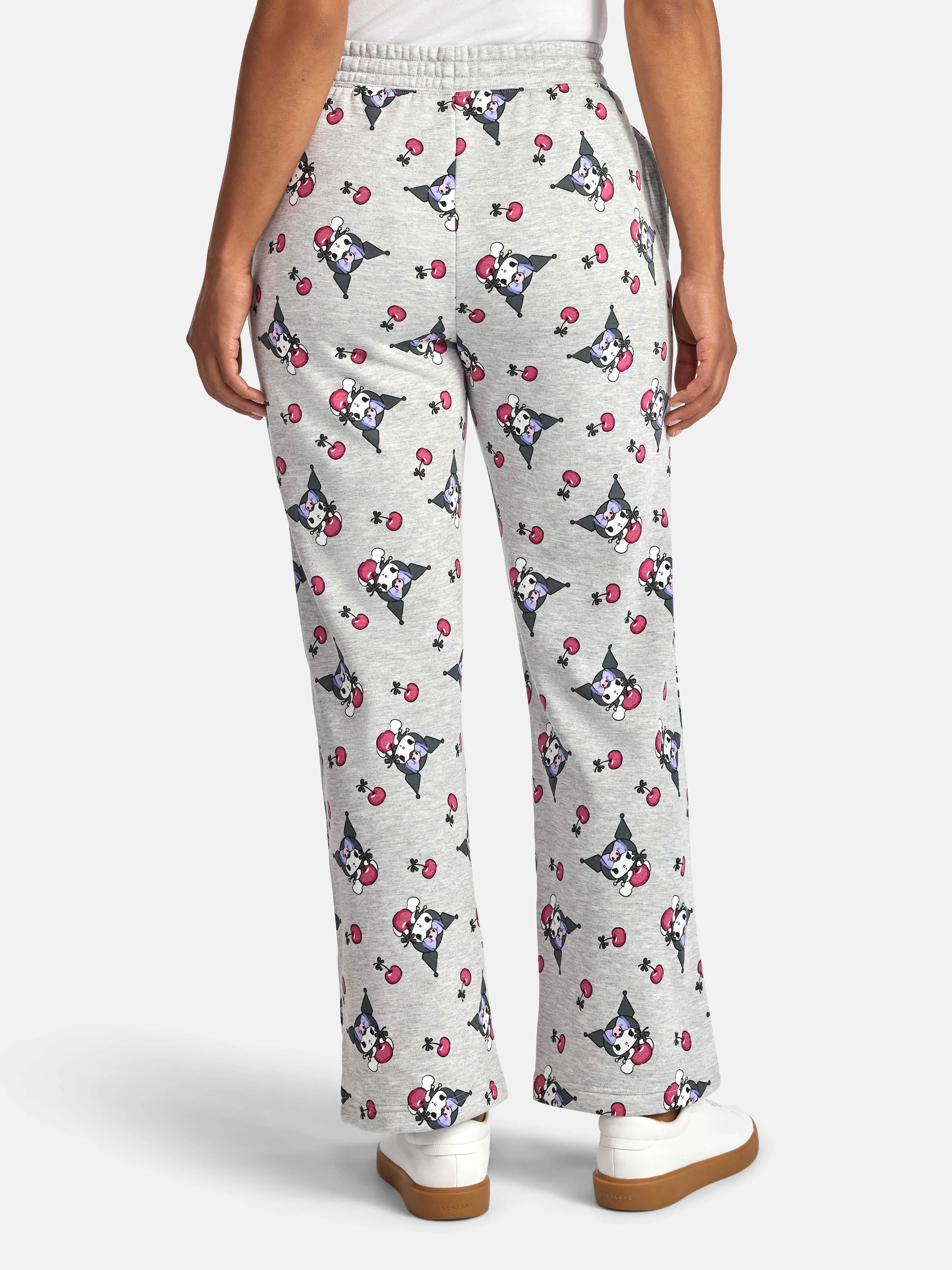 Hello Kitty Women’s Kuromi Graphic Print Wide Leg Jogger Pants, Sizes XXS-XXL